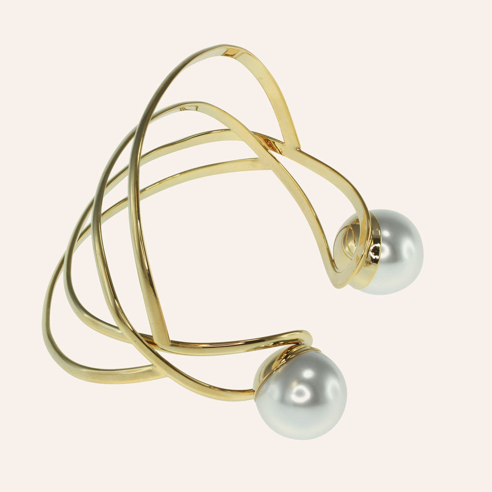 Glass Pearl Open Wire Cuff