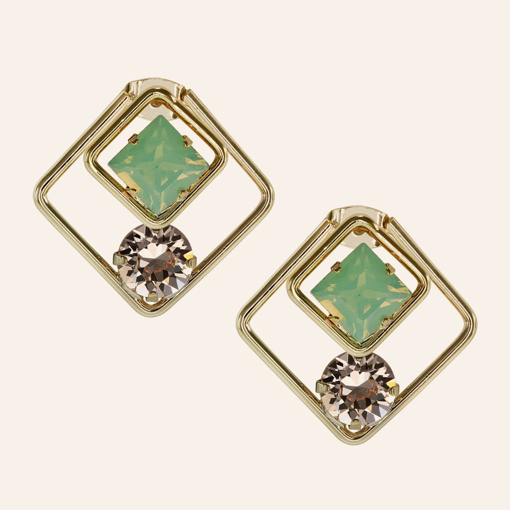 "Front and Back" Diamond Shape Stud Earrings