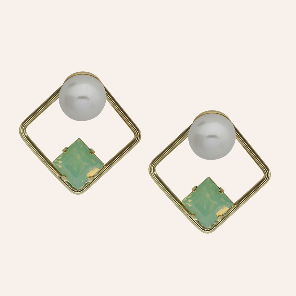 Glass Pearl Origami Crystals Earrings More Colors