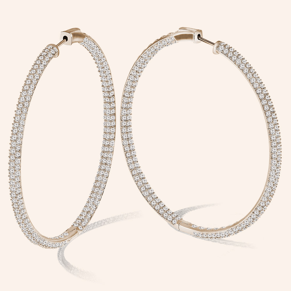 “The Grand” 18K Rose Gold Plated Pave Crystal Inside-outside Hoop Earrings