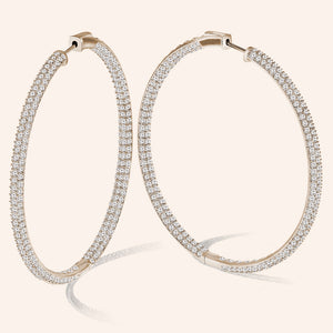 “The Grand” 18K Rose Gold Plated Pave Crystal Inside-outside Hoop Earrings