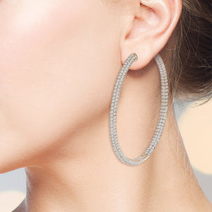 “The Grand” 18K Rose Gold Plated Pave Crystal Inside-outside Hoop Earrings