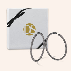 “The Grand” Hematite Plated Pave Crystal Inside-outside Hoop Earrings