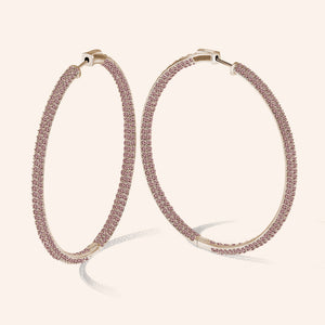 “The Grand” 18K Rose Gold Plated Pave Crystal Inside-outside Hoop Earrings
