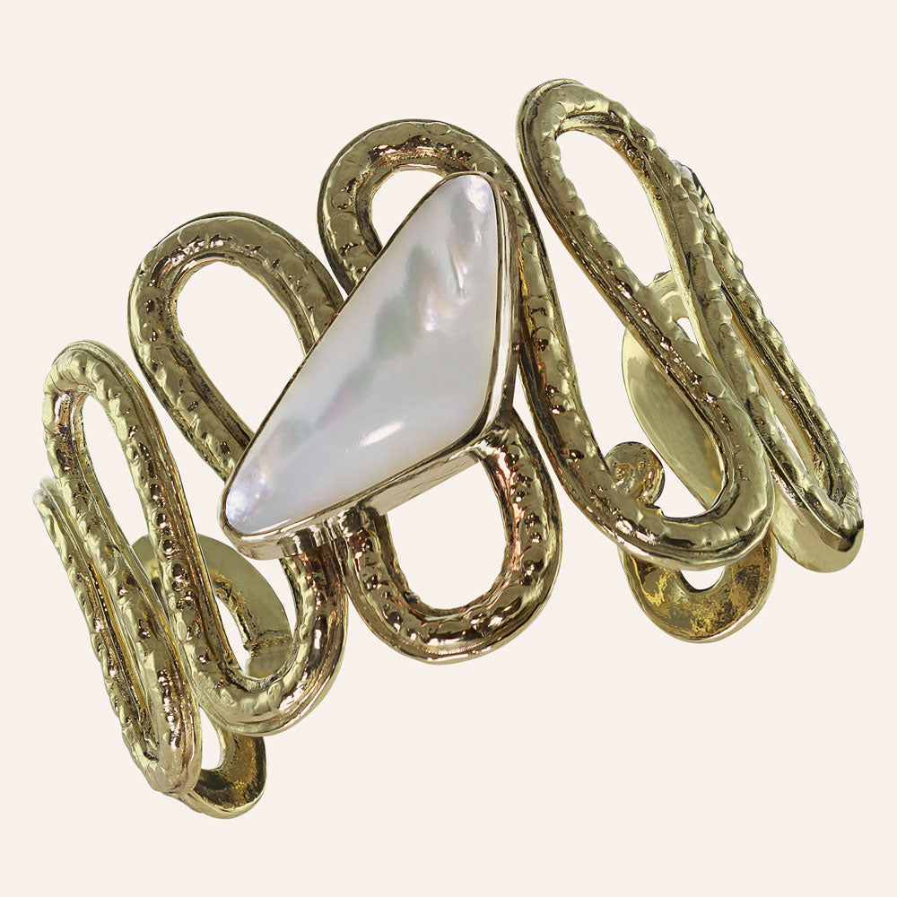 "Beeline" Mother of Pearl Wire Cuff Bracelet