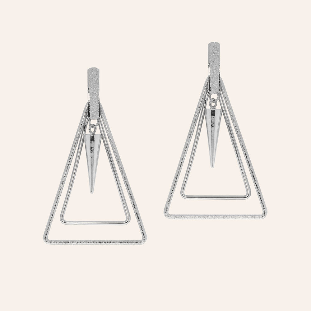 Triangle and Center Cone Drop Earrings