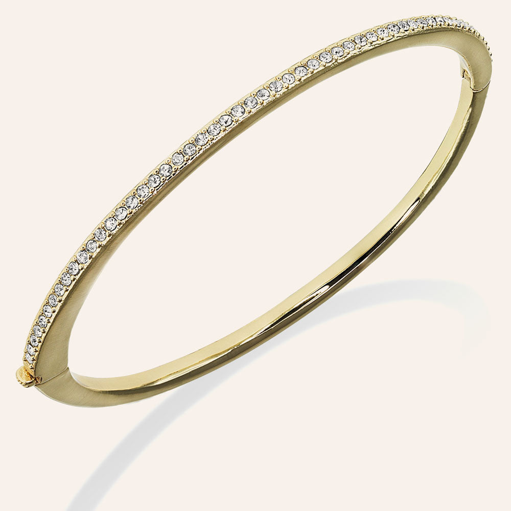 "Pure Elegance" 1 Row Pave Crystal Hinged Bangle Bracelet