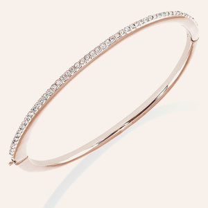 "Pure Elegance" 1 Row Pave Crystal Hinged Bangle Bracelet