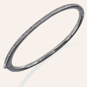 "Pure Elegance" 1 Row Pave Crystal Hinged Bangle Bracelet