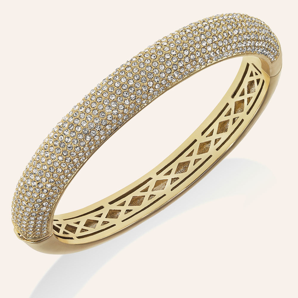 "Pure Radiance" 10 Row Pave Crystal Hinged Bangle Bracelet