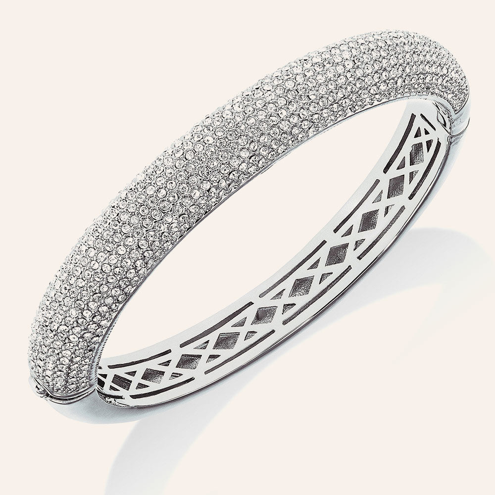"Pure Radiance" 10 Row Pave Crystal Hinged Bangle Bracelet