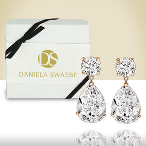 “Charlotte” 14ct Round and Pear Cut Drop Earrings