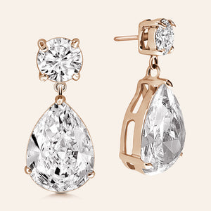 “Charlotte” 14ct Round and Pear Cut Drop Earrings