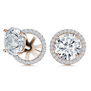 “Rachel”  8.5ct Round Cut Halo Stud Earrings and Jackets