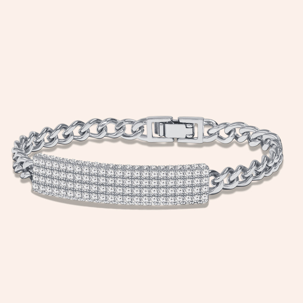 "Legacy Delight" 4.9 ctw Pave ID Curb Link Bracelet More Colors
