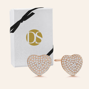 "Secret Love" 2.0ctw Pave Heart Stud Earrings