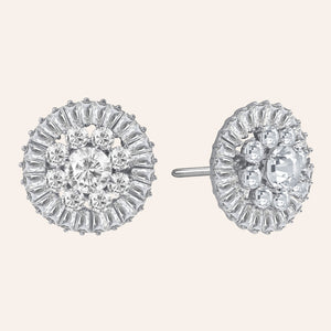 "Majesty Bloom" 7.8ctw Baguette Circle Cluster Stud Earrings