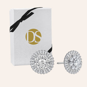 "Majesty Bloom" 7.8ctw Baguette Circle Cluster Stud Earrings