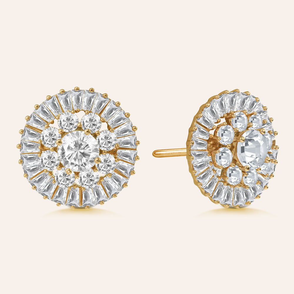 "Majesty Bloom" 7.8ctw Baguette Circle Cluster Stud Earrings