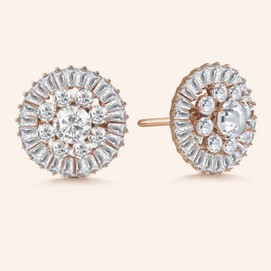 "Majesty Bloom" 7.8ctw Baguette Circle Cluster Stud Earrings