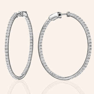 “1 Row Grand” 1.1ctw  Inside-outside Hoop Earrings