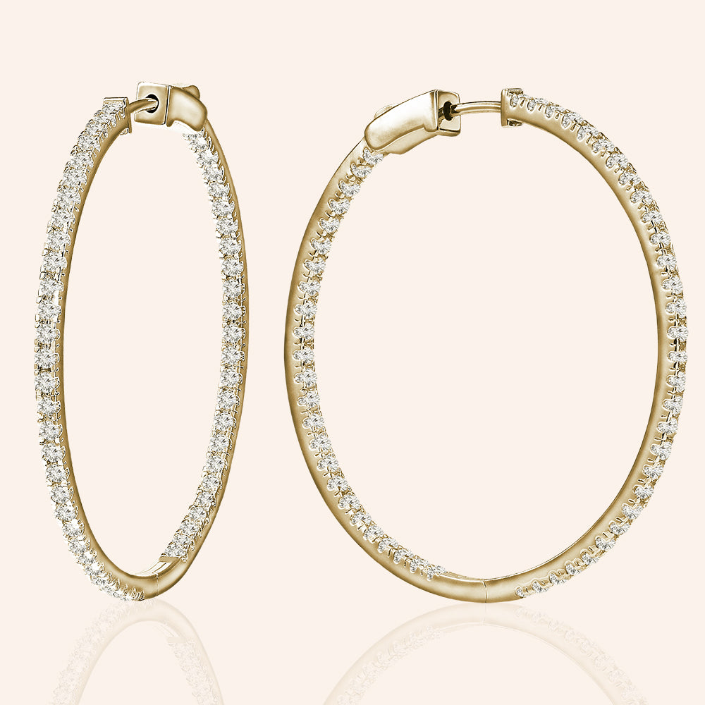 “1 Row Grand” 1.1ctw  Inside-outside Hoop Earrings