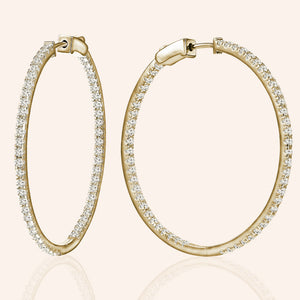 “1 Row Grand” 1.1ctw  Inside-outside Hoop Earrings