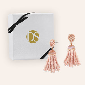 “The Petite Tassel” Pave Crystals & Seed Beads Drop Earrings