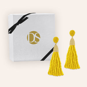 “Time to Tassel” Pave Crystals & Seed Beads Drop Earrings