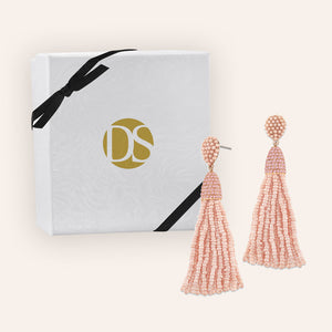“Time to Tassel” Pave Crystals & Seed Beads Drop Earrings