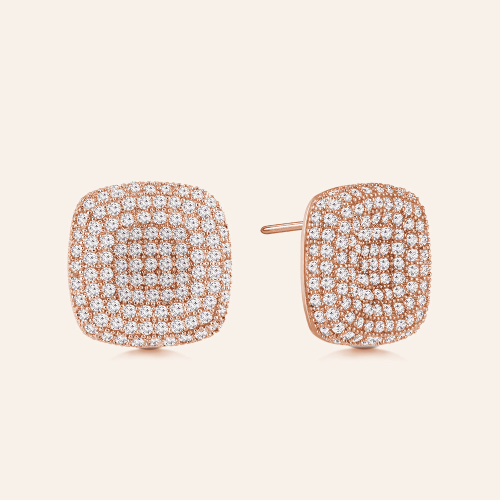 "Uptown Girl" 2.8ctw Micro-Pave Indented Square Post Earrings