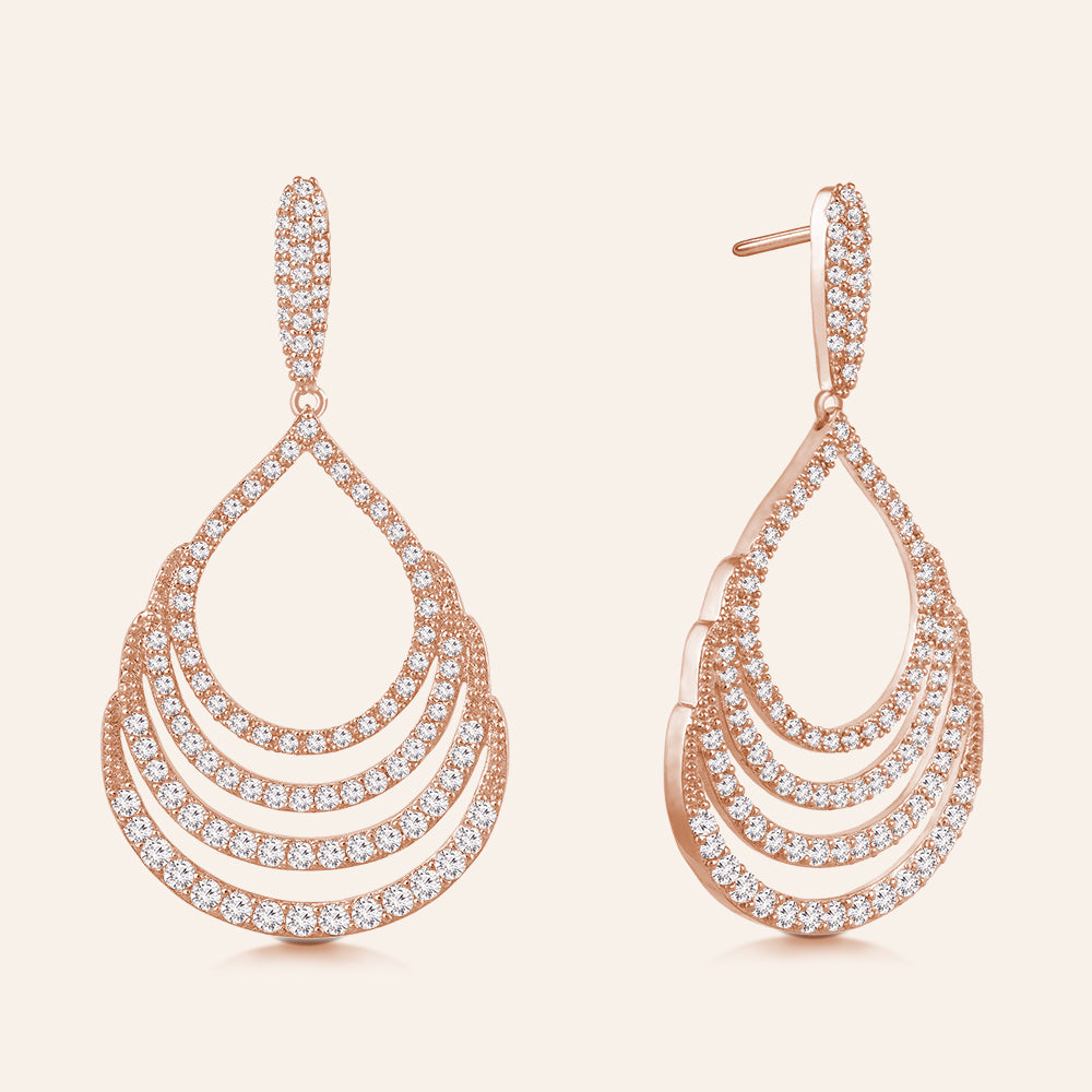 "Heartstrings" 4.7ctw Pave Open Drop Dangling Earrings