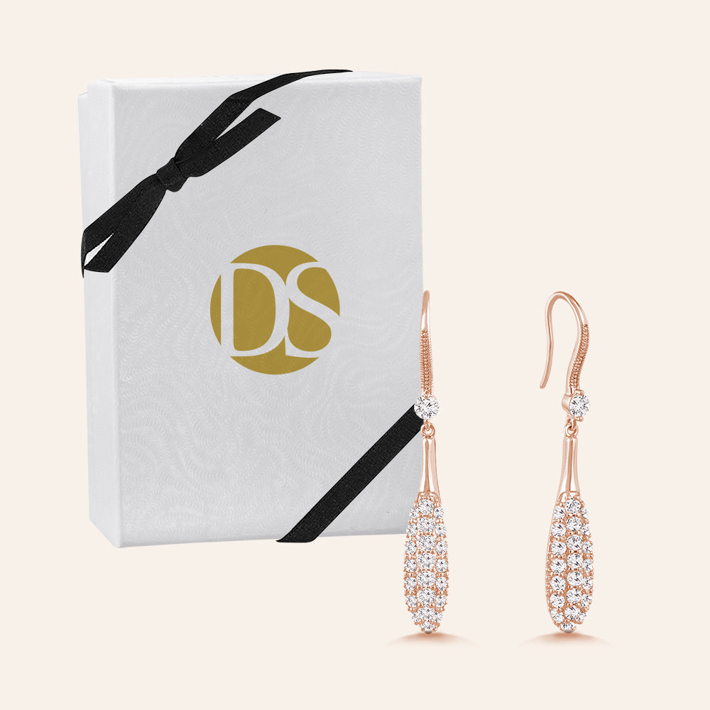"Love Droplets"  3.0ctw Pave Dome Drop Hook Earrings