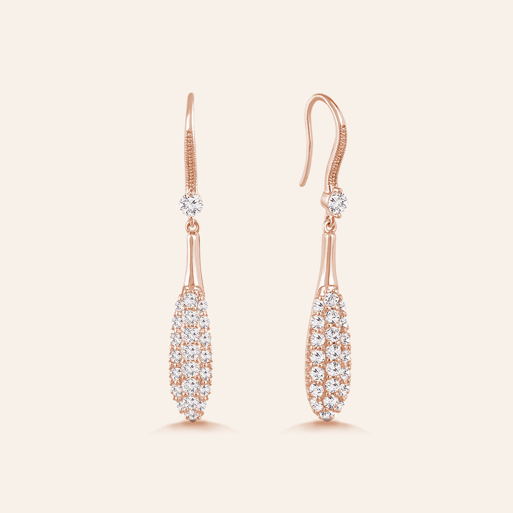 "Love Droplets"  3.0ctw Pave Dome Drop Hook Earrings