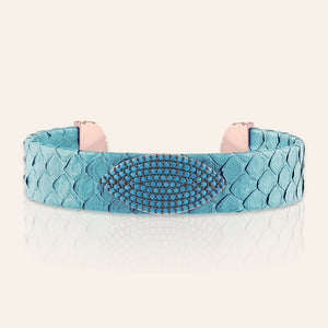 "Exotic Amulet"  Micro-Pave Genuine Leather Adjustable Cuff