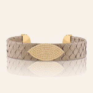 "Exotic Amulet"  Micro-Pave Genuine Leather Adjustable Cuff