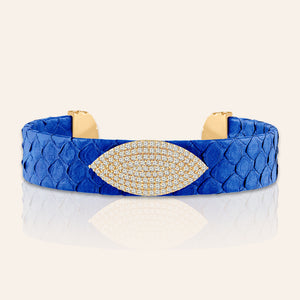 "Exotic Amulet"  Micro-Pave Genuine Leather Adjustable Cuff