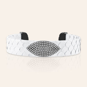 "Exotic Amulet"  Micro-Pave Genuine Leather Adjustable Cuff
