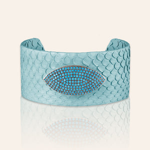 "Exotic Confidence" Micro-Pave  Genuine Leather Adjustable Cuff