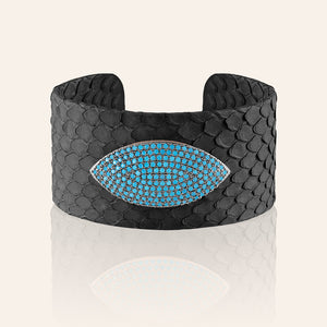 "Exotic Confidence" Micro-Pave  Genuine Leather Adjustable Cuff