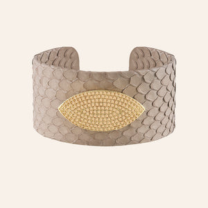 "Exotic Confidence" Micro-Pave  Genuine Leather Adjustable Cuff