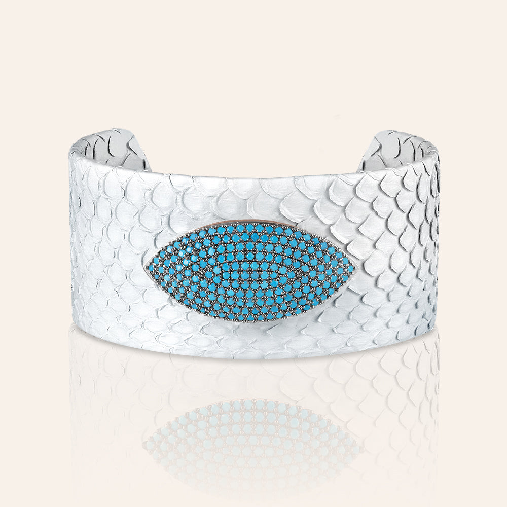 "Exotic Confidence" Micro-Pave  Genuine Leather Adjustable Cuff