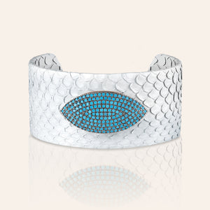 "Exotic Confidence" Micro-Pave  Genuine Leather Adjustable Cuff