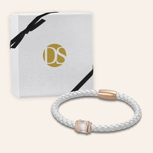 "Charming Baguette" Woven Genuine Leather Bracelet