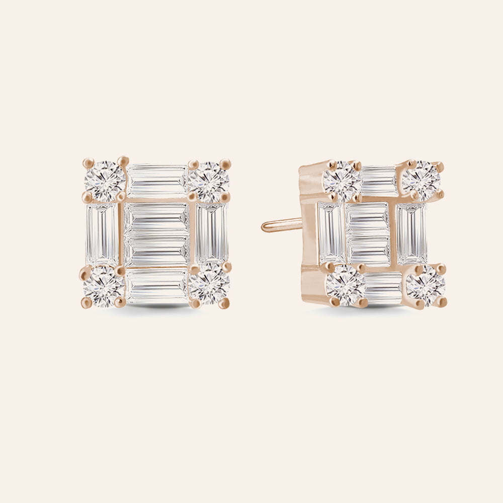 "Princess Grace" 2.6CTW Baguette Stud Earrings .925 Sterling Silver
