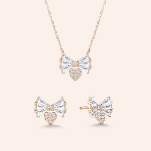"Bow Down" 2.9CTW Baguette Stud Earrings and Necklace Set