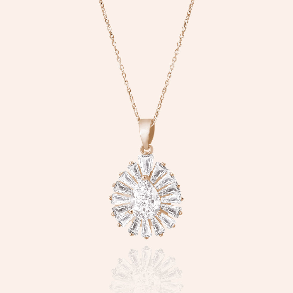 "Radiant Elegance" 4.0CTW Baguette Cluster Pendant Necklace