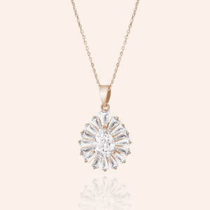 "Radiant Elegance" 4.0CTW Baguette Cluster Pendant Necklace