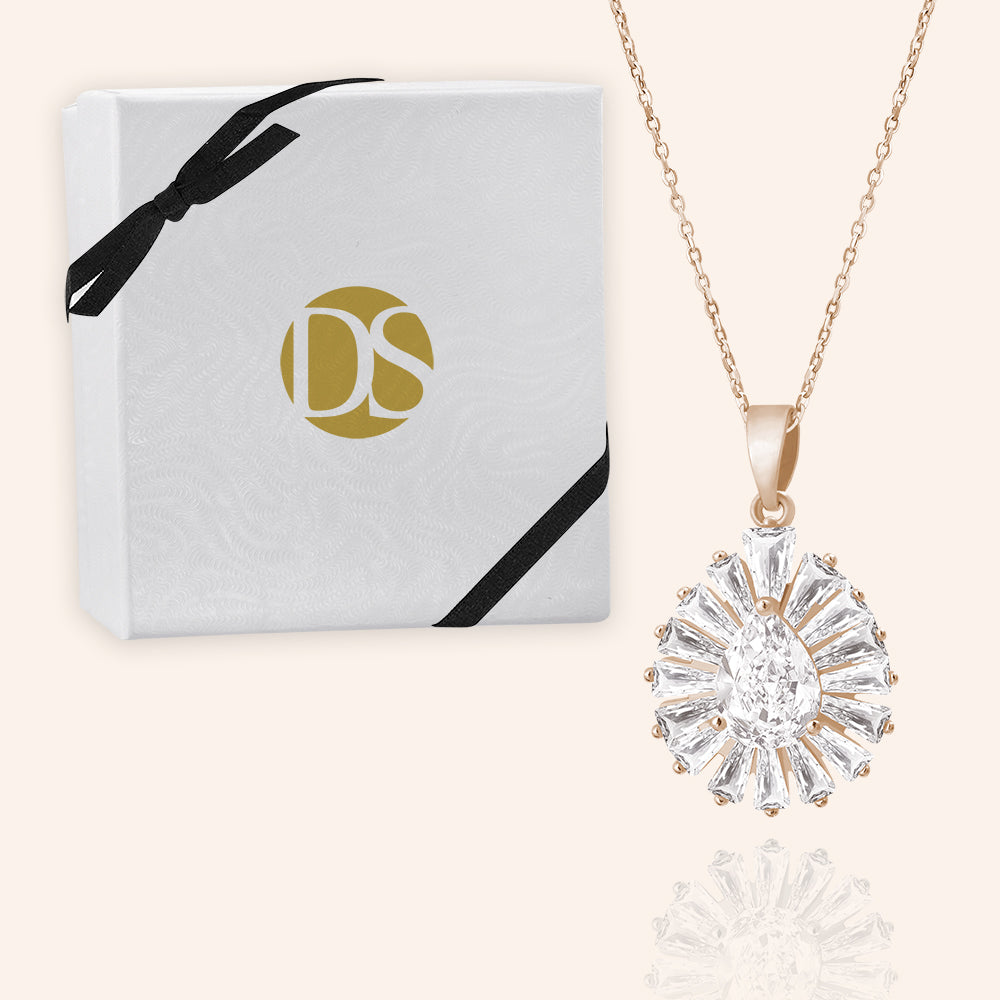 "Radiant Elegance" 4.0CTW Baguette Cluster Pendant Necklace