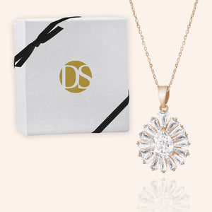 "Radiant Elegance" 4.0CTW Baguette Cluster Pendant Necklace